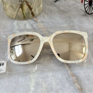 Rag & Bone Cream Square Glasses with Gradient Lenses